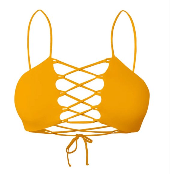 San Lorenzo Retro Honey Gold High Neck String Top - Picture 2 of 3